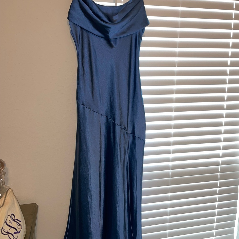 LYCHEE MARTINI SATIN MIDI DRESS NAVY HELLO MOLLY